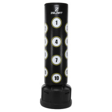 Мешок боксерский напольный для отработки ударов с водоналивным основанием Zelart BO-9658 (верх-PU, h-180см, основание d-58,5см, черный-белый)