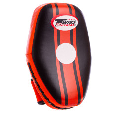 Пады для тайского бокса Тай-пэды из натуральной кожи (1шт) TWN VL-8344 (крепление на липучке, р-р 31x21x7см, черный-оранжевый)