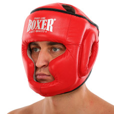 Шолом боксерський з повним захистом шкіряний BOXER NEW 2033-N М-L кольори в асортименті