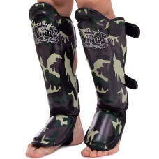 Защита голени и стопы Муай Тай, ММА, Кикбоксинг кожаная TOP KING Empower Camouflage TKSGEM-03 (р-р S-XL, цвета в ассортименте)