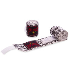 Бинты боксерские с принтом Череп полиэстер с эластаном 2штуки Zelart 4456R-118 (l-3м, черный-белый)