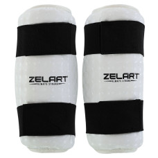 Защита предплечья для тхэквондо тренировочные щитки с липучками Zelart BO-1154 (PU, р-р S-XL, крепление на липучках, белый)