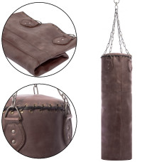 Мешок боксерский без наполнителя Цилиндрический кожа чехол боксерского мешка VINTAGE F-0246 100х34см (кожа, d-34см, темно-коричневый)
