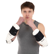 Защита предплечья и локтя для тхэквондо Zelart BO-0396 (PU, р-р S-M, крепление на липучках, белый)