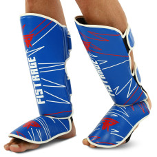 Захист гомілки та стопи Муай Тай, ММА, Кікбоксинг шкіряний FISTRAGE PRO TRAINING VL-9354 S-XL синій