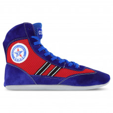 Борцовки для самбо размер 30-45 SP-Sport YX-2623 (верх-замша, низ-замша, синий-красный)