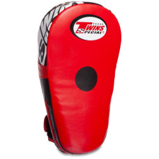 Лапа боксерская изогнутая тренировочная удлиненная кожа 1штука TWINS PML19 (крепление на липучке, р-р 33x19x12см, цвета в ассортименте)