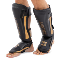Захист гомілки та стопи для єдиноборств Zelart BO-1209 S-XL чорний-золотий