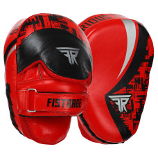 Лапа боксерская изогнутая тренировочная кожа 2штуки FISTRAGE FURIOUS VL-4465 (р-р 19х9х24см, красный-черный)