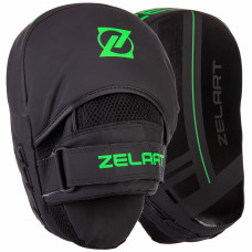 Лапа боксерская изогнутая тренировочная PU 2штуки ZELART VL-3093 (р-р 24x18,5x5см, черный-салатовый)
