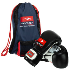 Боксерский набор 2в1 MARATON DMAX MRT-C4 (перчатки 10-16oz кожаные, сумка мешок 45х30см, цвета в ассортименте)