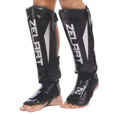 Защита голени и стопы Муай Тай, ММА, Кикбоксинг PU ZELART BO-1330 (р-р S-XL, цвета в ассортименте)