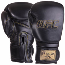 Перчатки боксерские кожаные UFC PRO Prem Hook & Loop UHK-75051 (размер 18oz, черный)