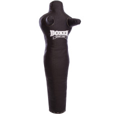 Манекен борцовский тренировочный Силуэт одноногий Кирза BOXER 1021-01 (кирза, наполнитель-ветошь х-б, высота 150см, черный)