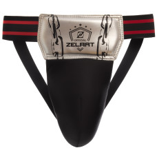 Защита паха мужская ракушка для единоборств ZELART BO-1383 (PU, р-р S-L, черный-белый)