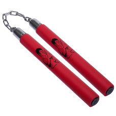 Нунчаки тренировочные на цепи SP-Sport HJ-G213 (пластик, неопрен, красный)