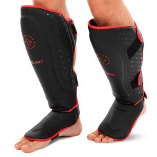 Захист гомілки та стопи Муай Тай, ММА, Кікбоксинг композитна шкіра ZELART BO-3874 S-XL кольори в асортименті