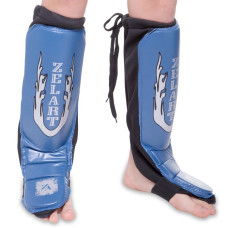 Защита голени и стопы Муай Тай, ММА, Кикбоксинг кожаная Zelart ZB-7024 (кожа, р-р L-XL, цвета в ассортименте)