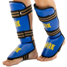 Защита голени и стопы Муай Тай, ММА, Кикбоксинг искусственная кожа BOXER NEW 2004-4-N (р-р M-XL, цвета в ассортименте)