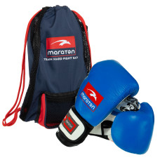 Боксерский набор 2в1 MARATON DMAX MRT-C4 (перчатки 10-16oz кожаные, сумка мешок 45х30см, цвета в ассортименте)