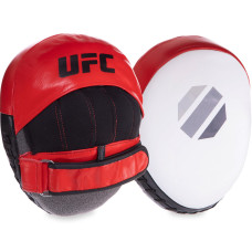 Мини-лапа боксерская изогнутая тренировочная кожа 2штуки UFC PRO Micro UCP-75344 (р-р 23х17,5х4,5см, черный-красный)