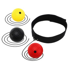 Мяч на резинке для бокса Fight Ball тренажер для реакции и координации 3мяча SP-Sport BO-1659 (пневмотренажер, мяч черный, красный, желтый)