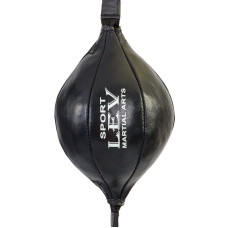 Груша боксерская на растяжках каплевидная набивная LEV UR LV-1858 (верх-кожа, нап.-ветошь, d-22см, l-30см, вес-1,5кг, черный)