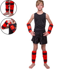 Защита голени и предплечья для тхэквондо WTF BO-4382 (PU, р-р S-XL, набор 4 щитка, цвета в ассортименте)