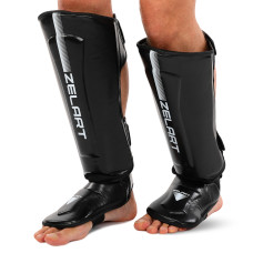 Защита голени и стопы Муай Тай, ММА, Кикбоксинг PU ZELART BO-3981 (EVA, размер S-XL, цвета в ассортименте)