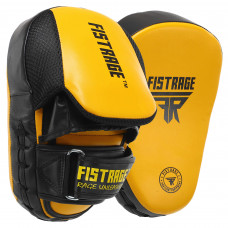 Лапа боксерская изогнутая тренировочная FLEX 2штуки FISTRAGE VL-8320 (крепление на липучке, р-р 26x19x5см, желтый-черный)