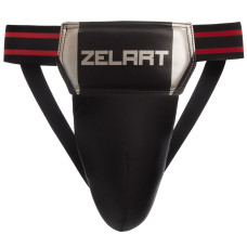 Защита паха мужская ZELART BO-1382 (PU, р-р S-L, черный-серебряный)