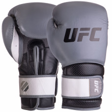 Перчатки боксерские кожаные UFC PRO Training UHK-69996 (размер 18oz, серый-черный)