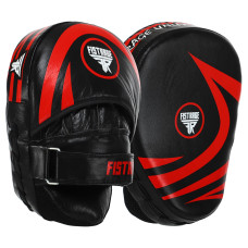 Лапа боксерская изогнутая тренировочная кожа 2штуки FISTRAGE RAGE VL-6371 (р-р 19х10х24см, черный-красный)