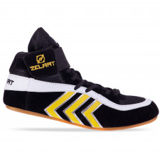 Борцовки обувь для борьбы размер 33-44 Zelart OB-4858-BK (верх-замша, низ-нескользящая резина, черный-белый)