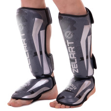Захист гомілки та стопи для єдиноборств Zelart BO-2531 S-XL чорний-сірий камуфляж