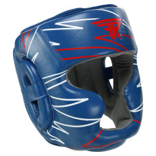 Шлем боксерский с полной защитой кожаный FISTRAGE PRO TRAINING VL-9353 (р-р S-XL, синий)
