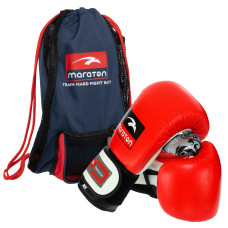 Боксерский набор 2в1 MARATON DMAX MRT-C4 (перчатки 10-16oz кожаные, сумка мешок 45х30см, цвета в ассортименте)