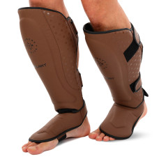 Захист гомілки та стопи Муай Тай, ММА, Кікбоксинг композитна шкіра ZELART BO-3874 S-XL кольори в асортименті