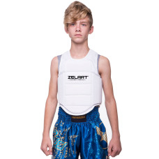 Жилет защитный для карате детский Zelart BO-5384 (PU, р-р XXS-M, белый)
