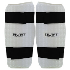 Защита голени щитки для тхэквондо Zelart BO-1153 (PU, р-р S-XL, крепление резиновая лента, белый)
