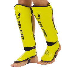 Защита голени и стопы Муай Тай, ММА, Кикбоксинг PU ZELART BO-1376 (р-р S-XL, цвета в ассортименте)