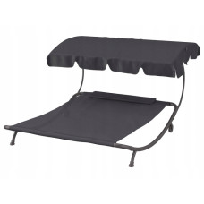 Лежак садовий з регульованим навісом, двомісний, чорний HG04786
