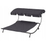 Лежак садовий з регульованим навісом, двомісний, чорний HG04786