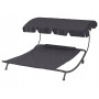 Лежак садовий з регульованим навісом, двомісний, чорний HG04786
