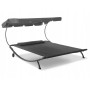 Лежак садовий з регульованим навісом, двомісний, чорний HG04786