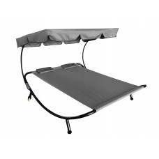 Лежак садовий з регульованим навісом Aga MR4251, двомісний, сірий