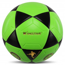 Мяч футбольный №5 PU ламинированный клееный WINSTAR FB-00039 (№5, салатовый-черный)