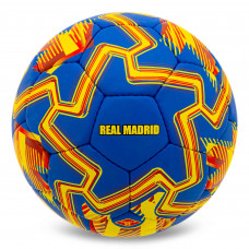 Мяч футбольный №5 PU Гриппи сшит вручную BALLONSTAR REAL MADRID FB-00332 (№5, темно-синий-желтый)
