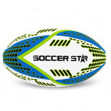 М'яч для регбі SOCCER STAR R-5354-5 №5 білий-синій-салатовий