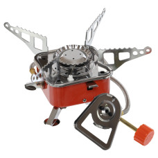 Плита газовая туристическая с пьезоподжигом со шлангом под баллоны KOVAR K-202C (металл, р-р 9х9х12см, 16х16х12см)